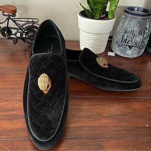 KURT GEIGER LONDON Mens Hugh‎ Eagle Head Venetian Loafers Quilted Felt size 40/7
